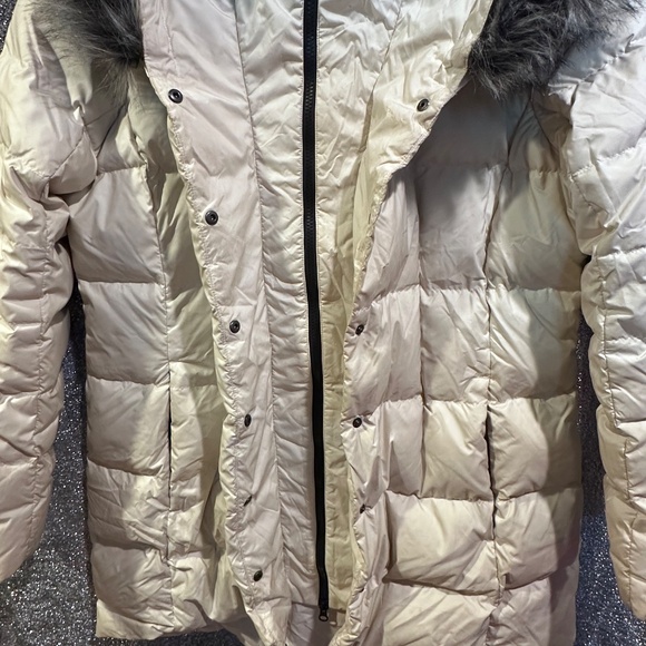 The North Face Womens Coat Size XL Parka Long Off White Fur Trim - Picture 2 of 4